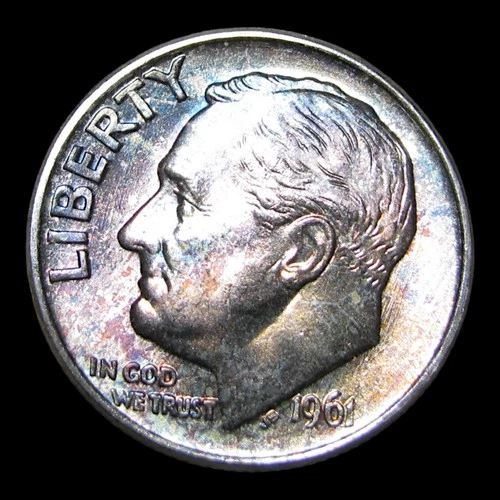 1961 Roosevelt Dime Silver --- Gem BU+ Condition Toning Coin --- #PP965