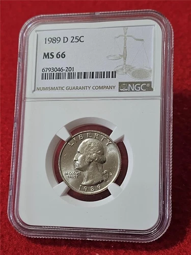 1989-D WASHINGTON QUARTER   NGC MS 66  UNCIRCULATED                     #T3254