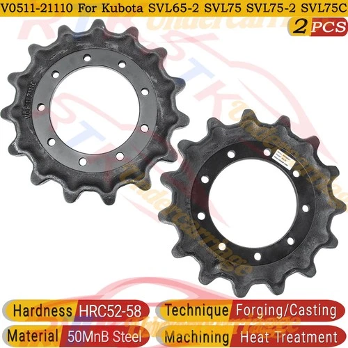 2PCs Rear Drive Sprocket For Kubota SVL75C SVL75-2C SVL75 SVL65-2 V0511-21110