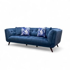 Furniture Village ‘Rene’ 3 Seater Sofa Heritage 52000 Airforce Blue Velvet NEW
