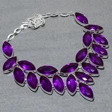 Faceted Purple Tourmaline Marquise Shape Gemstone Handmade Jewelry Necklace 18"