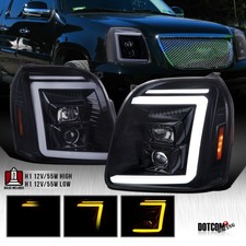 Fit 2007-2014 Gmc Yukon Xl 1500 2500 Smoke Headlights Led Bar Sequential Signal Fit 2007-2014 Gmc Yukon Xl 1500 2500 Smoke Headlights Led Bar Sequential Signal