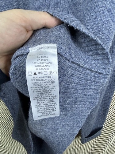 Pendleton Washable Wool Laine Lavable Blue Crewneck Sweater 100% Shetland XL - Picture 6 of 7