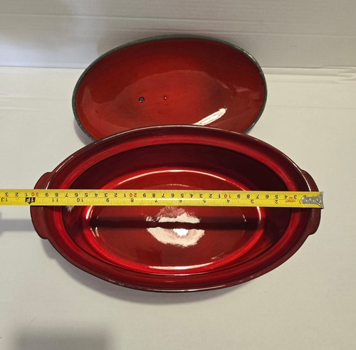 Vintage Oval Brown Red Casserole Lidded Dish Small Mid Century Kitsch Retro CW - Picture 7 of 8