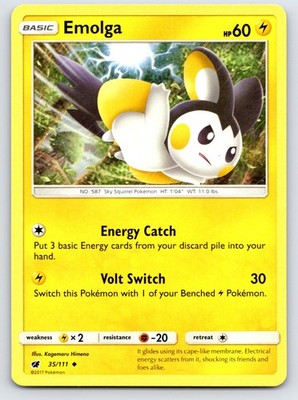 Emolga - SM - Crimson Invasion 35/111 - LP Condition