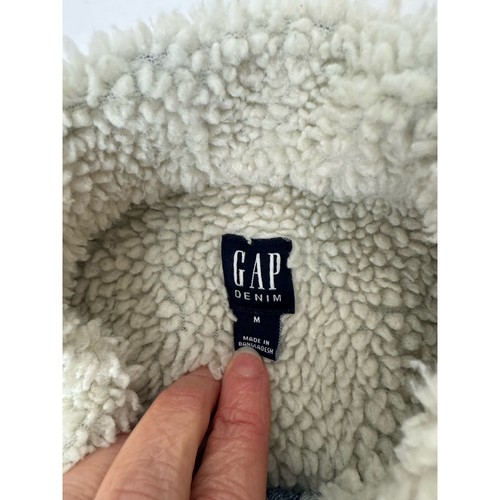 Gap Kids Sherpa Icon Denim Fleece Lined Jean Jacket Acid Wash - Kids Size 8 - Picture 6 of 10