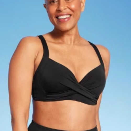 Lands End Damen-Bikinioberteil Größe 22 schwarz vorne gedreht Bügel Schwimmen neu mit Etikett - Bild 7 von 7