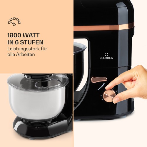 Küchenmaschine Rühr Teig Knetgetät Fleischwolf Standmixer 2000W Glas 5 L Schwarz - Bild 3 von 8