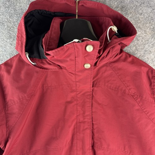 LL Bean Jacket Women Medium Winter Red Regular Fit Full Zip Hooded Nylon Parka - Picture 2 of 16