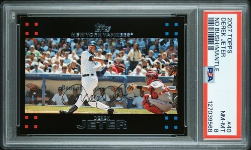 Topps No Bush/Mantle #40 2007 Derek Jeter Yankees Hof PSA 8 - Imagen 1 de 2