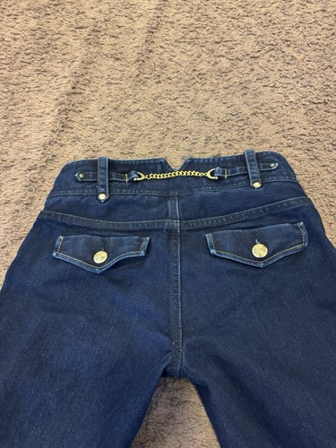 AX Armani Exchange jeans bootcut lavaggio scuro vita bassa bottoni oro misura 0 26 x 30 - Foto 8 di 9