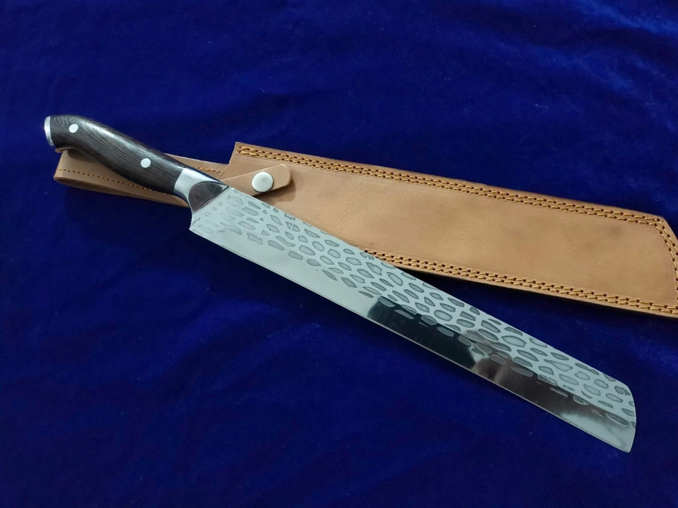 CUCHILLO CHEF COCINA PAN ACERO INOXIDABLE HOJA FIJA SEO 17.2" MANGO MADERA WENGUÉ Foto 2 de 4