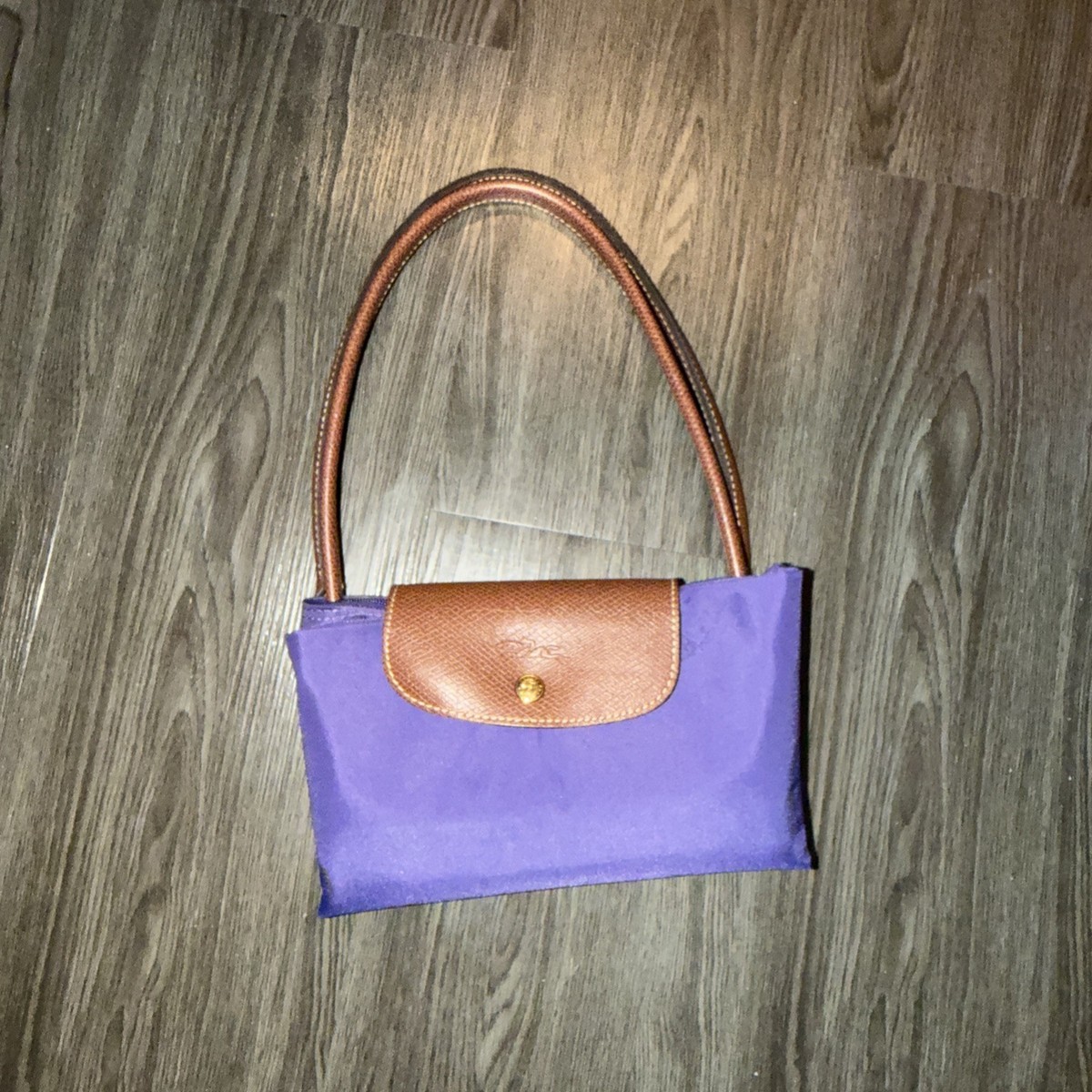 Longchamp Le Pliage Medium Top Handle Tote/Satchel in Bilberry