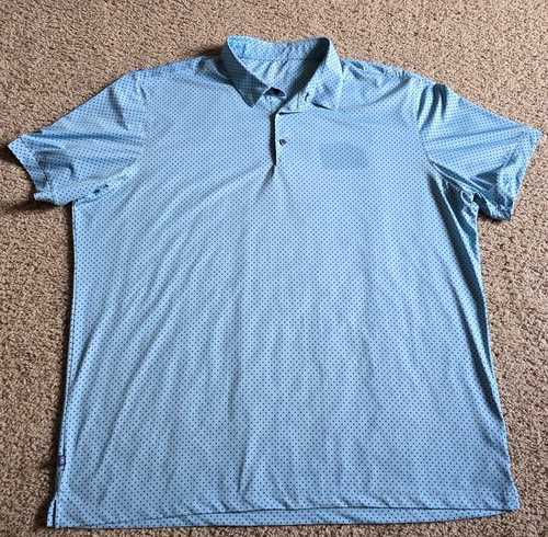 Mizzen + Main Polo Shirt Mens XXL Trim Blue Polka Dot Geometric Performance Golf - Picture 1 of 9