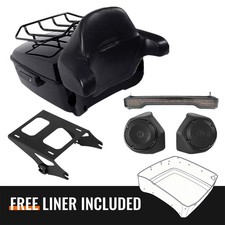 King Trunk Pad Mount Rack Light Speakers Fit For Harley Touring Road Glide 14-25