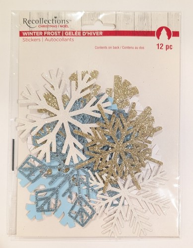 Winter Frost Glitter Snowflakes Die Cut Scrapbooking Stickers Recollections RARE - Picture 1 of 3