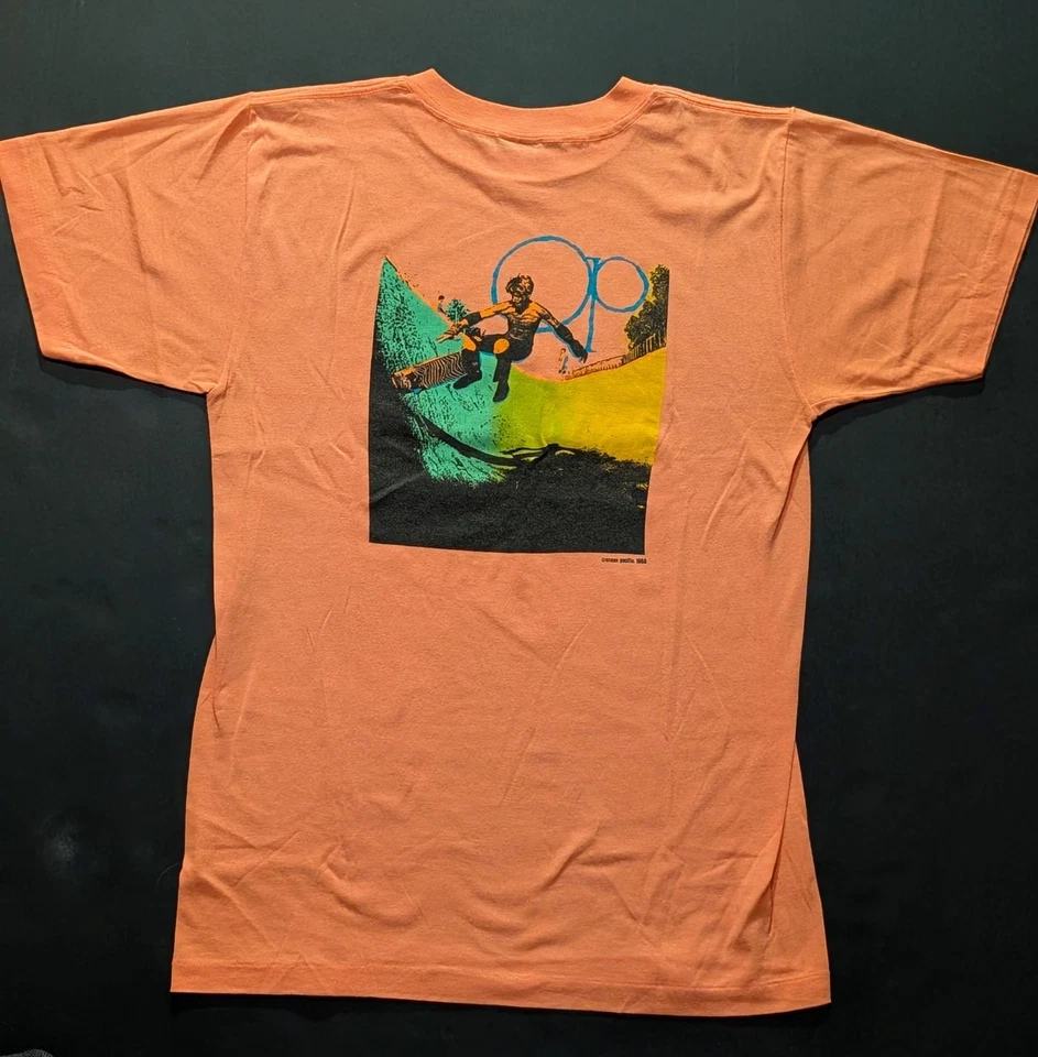 Camiseta De Colección Años 80 OP Ocean Pacific Puntada Única XL Skate Surf Salmón Neón Foto 3 de 4