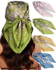 4 PCS 27.5 Inches Satin Head Scarf Silk Scarf for Women Lightweight Hair Band...