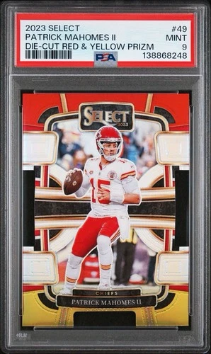 2023 Panini Select Die Cut Red & Yellow Prizm Patrick Mahomes II #49 PSA 9 MINT