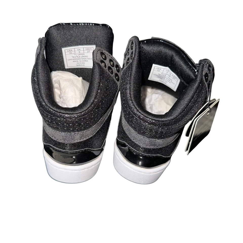 Pastelería Pop Tarta Brillo Negro Blanco Zapatillas Altas Zapatos Jóvenes Niños Foto 3 de 4