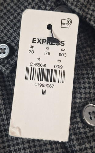 Express Shirt Mens Medium Gray Houndstooth Stretch Casual Button NWT - Picture 2 of 9