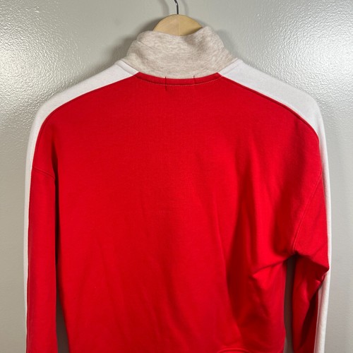 Evereve Mika Colorblock Sweatshirt Gr. XS hellbraun rot Stehkragen Henley Retro kuschelig - Bild 9 von 11