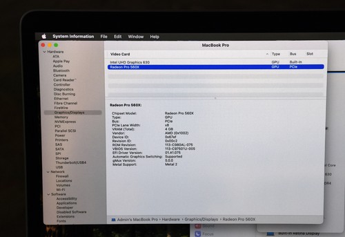 Apple MacBook Pro 15" 2018 i7 2.6GHz 32GB DDR4 500GB SSD AMD 560X MacOS 15.5 - Afbeelding 6 van 13