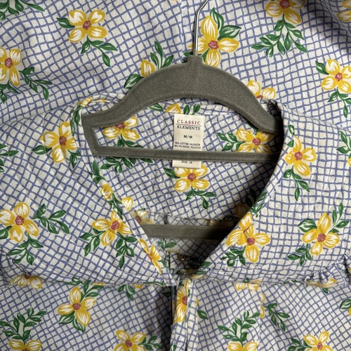 Vtg 70s 80s Blue Gingham Yellow Floral Daisey MuuMuu House Dress Robe House Coat - Picture 13 of 16