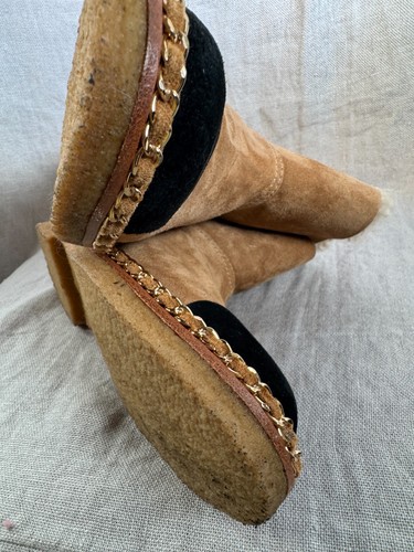 Chanel Mujer Cadena Detallada Piel de Oveja Forrada Gamuza Botines Talla EU 38 US 8 - Imagen 14 de 24