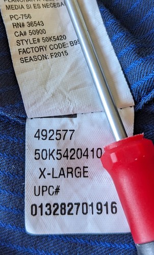 Lotto 2 Van Heusen XL 17-17,5 bottoni NO rughe blu colletto righe quadri camicia - Foto 15 di 17