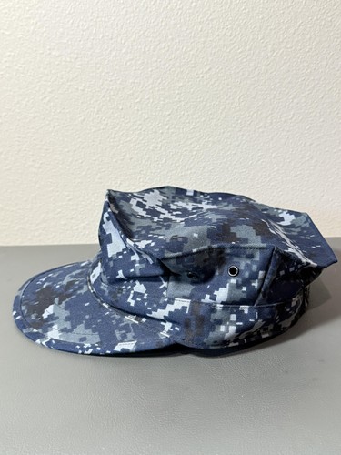 US Navy Hat Cap Fitted Mens 7 1/2 Blue Camouflage NWU 50 Cotton Nylon Military - Picture 3 of 5