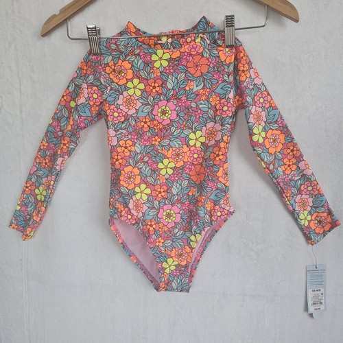 Cat & Jack Retro Row Floral Rash Guard One Piece Swimsuit Girl's Size XS (4/5) - Picture 4 of 13