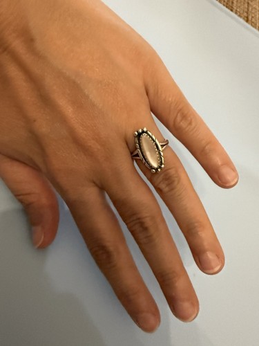 Light Pink Stone Silver Ring Sterling Size 5 - Picture 3 of 15