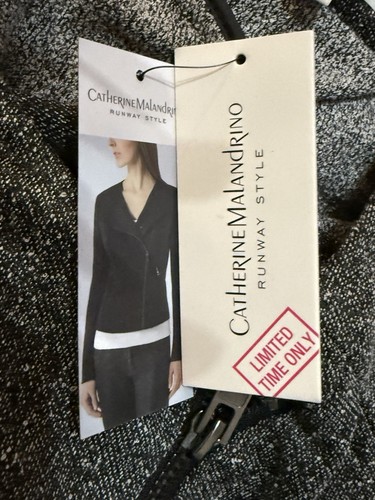 New Catherine Malandrino Womens Size XL Grey Tweed Moto Jacket - Picture 5 of 10