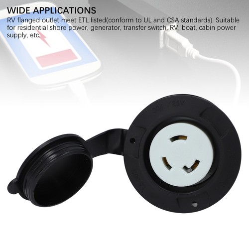 Flanged Outlet 30A 125V NEMA L5‑30R Locking Receptacle RV Power 2 Pole 3 Wire El - Bild 12 von 24