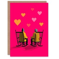 Grow Old Together Couple On Rocking Chairs Valentine's Day Card