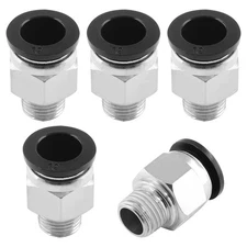 5 PCS Male Straight Push to Connect Fitting 12mm Tube OD x 1/4" NPT Thread