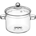 Glass Pots for Cooking on Stove Transparent Clear Boiling with Lid