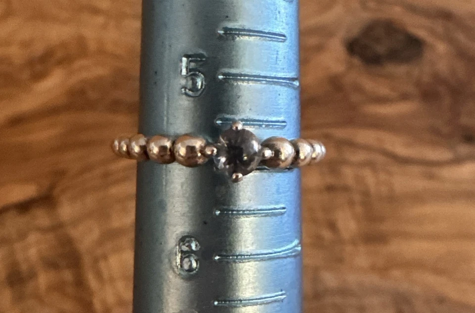 PANDORA 925 纯银浅蓝色串珠戒指 尺寸 5.5 — 第 4/4 张图片