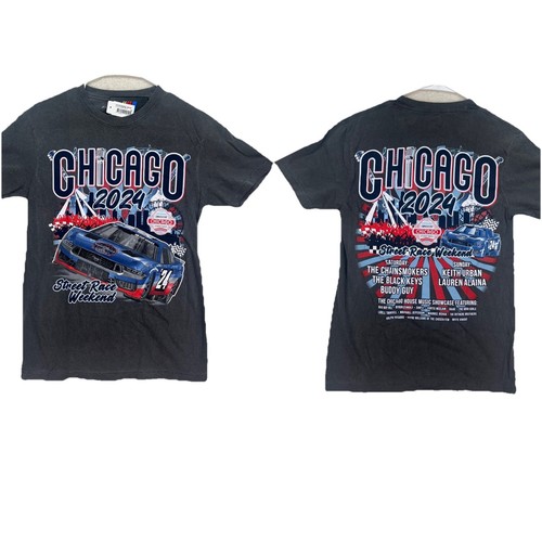 NASCAR Chicago Street Race 2024 Grafik T-Shirt grau doppelseitig Herren Größe 4XL
