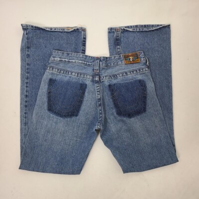 Y2k True Religion BOHO Low Patched Hippie Flare Jeans SIZE