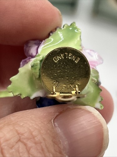 Royal Adderley Floral Blue Bouquet Brooch Clip On Earring Set Made In England - Photo 7 sur 13