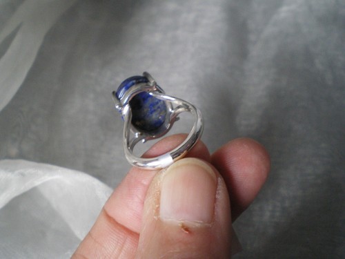 Lapis Lazuli oval ring, 13 carats, size N/O, in 4.24 grams 925 Sterling Silver - Picture 10 of 11