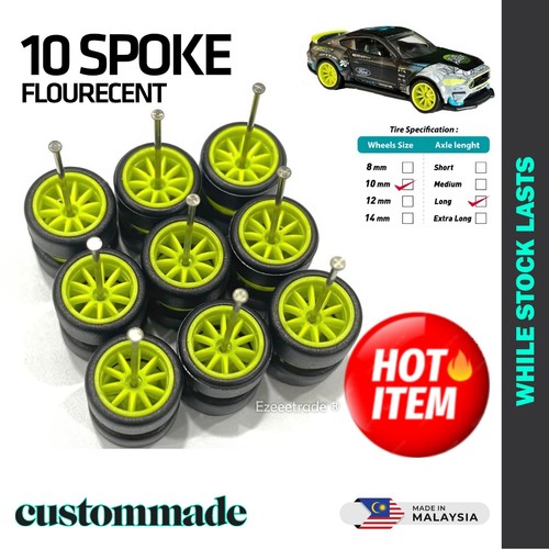1/64 Scale Wheels Rubber Tire Spoke Set Fits Hot Rims Real Riders Custom Cars - Picture 68 of 183