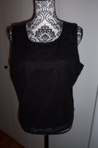 Blusa sin mangas/top adornada con lentejuelas Boston Design Studio talla 14 nueva con etiquetas - Imagen 1 de 9