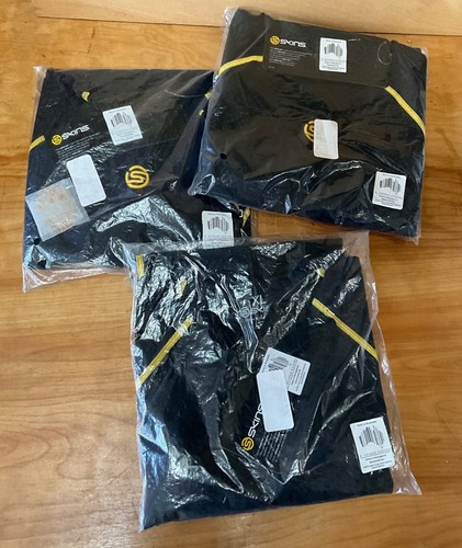 SKINS 3 Adult Black Yellow Compression Shirt Active Gym Short Sleeve Shirts XL - Picture 2 of 10