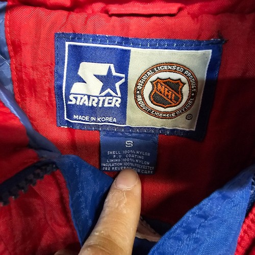 Vintage 90s Starter New York Rangers 1/2 Zip Winter Parka Jacket Youth Boys S - Picture 5 of 10