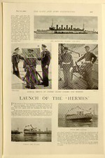 1898 Druck Der Launch Der Hermes Naval Navy