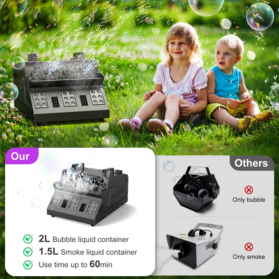 3 IN 1 Smoke Fog Bubble Machine LED Stage DJ Light Fogger DMX512 Remote Control - Image 3 of 4