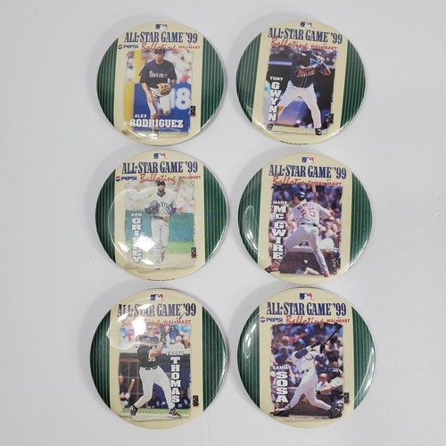 6 All Star Game 1999 Walmart Wincraft McGwire Griffey Sosa Pin Back Button MLB - Picture 4 of 17